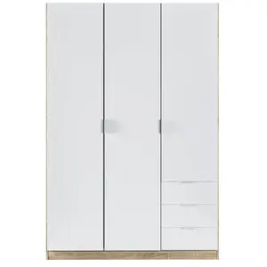 Comparateur de prix : LOUNGITUDE Armoire NINA 3 portes et 3 tiroirs L121 x H180 cm - Blanc et bois