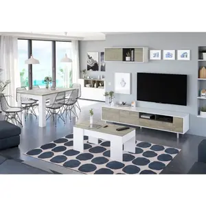 LOUNGITUDE Buffet, Blanc/chêne, L150 x P41 x H76cm 016673CVendu parconforama