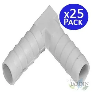 SUINGA Lot de 25 Coude 10 mm pour tuyau flexible pour les connexions dans les systèmes d'irrigation et d'eau pas cher