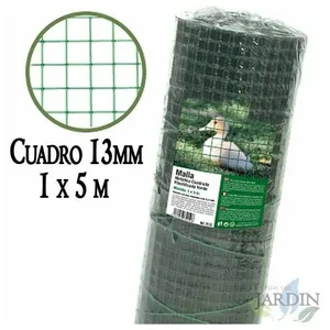 Grillage à Poule 13mm 1x5 m. Galvanisé Maille carré en plastique vert . Cloture poulailler voliere Poulailler Jardin metallique