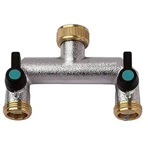 Suinga - Robinet de jardin double de 1/2'' x 3/4'', Robinet d'eau vertical, Robinet en laiton avec double connexionVendu paramazon