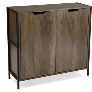 VERSA Buffet 2 portes en aggloméré imitation bois marron et noir pas cher