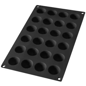 Comparateur de prix : Lékué Moule pâtisserie Mini Demi Sphères 24 Cavités, silicone platine noir
