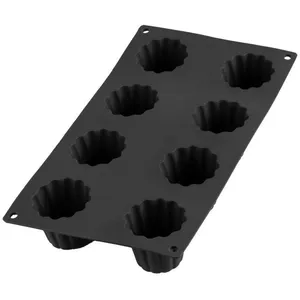 Lékué Moule pâtisserie Cannelé Bordelais 8 cavités, silicone platine noir pas cher