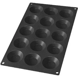 Lékué Moule pâtisserie Tartalettes 15 cavités, silicone platine noir pas cher
