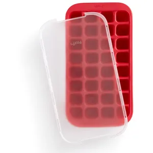 Lékué LEKUE Bac à glaçons maxi 32 cases rouge + couvercle pas cher