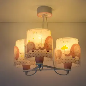Dalber Suspension pour enfant Little Elephant, à 3 lampes, rose pas cher