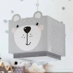 Comparateur de prix : Dalber - Lampe à suspension enfant - Little Teddy - Motif ours, L 24 cm, H 24 cm, Gris