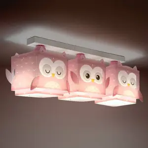 Dalber suspension Little Owl, rose, à 3 lampes pas cher