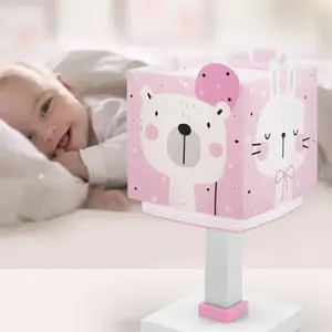 Dalber Lampe de table pour enfants Baby Jungle, rose, G4, largeur 14 cm pas cher