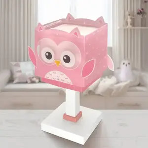 Dalber Lampe de table pour enfants Little Pink Owl, G4, largeur 14 cm pas cher