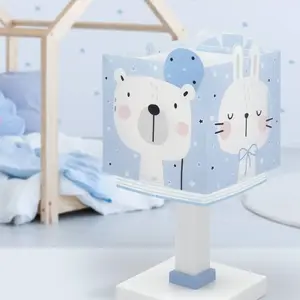 Dalber Lampe De Chevet Enfant Baby Jungle Animaux Tigre Lion Ours Lapin Bleu 63111T, E14 pas cher