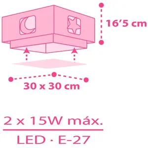 Plafonnier pour enfants Dalber MOONLIGHT, rose, à 1 lampe pas cher