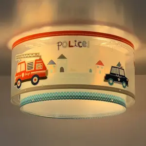 Comparateur de prix : Plafonnier Dalber POLICE, bleu/blanc, Ø 33 cm