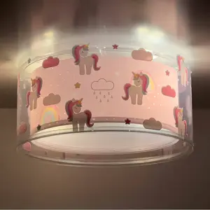 Plafonnier pour enfants Dalber UNICORNS, rose, à 1 lampe pas cher