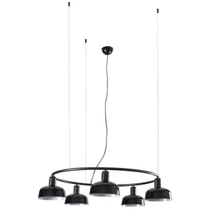 Faro tatawin petit plafonnier suspendu cylindrique à 5 lumières, noir satiné pas cher