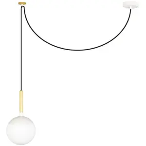 FARO BARCELONA MINE - Suspension déportée Métal/Bois/Verre Blanc Ø18,5cm pas cher