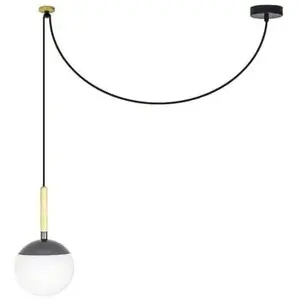 FARO BARCELONA MINE - Suspension déportée Métal/Bois/Verre Anthracite Ø18,5cmVendu parluminaire