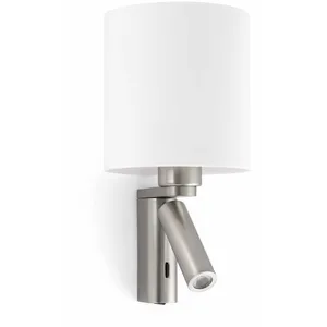 Comparateur de prix : Faro Applique Murale ROB 60W avec Liseuse Nickel Mat Acier,Blanc