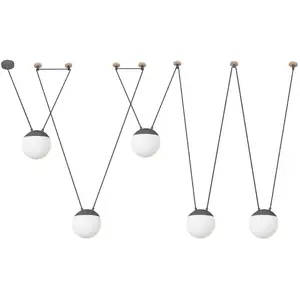 faro Suspension grise Mine 5 ampoules