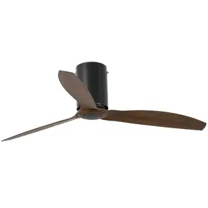 Faro Barcelona - mini tube fan Ventilateur de plafond noir mat/bois avec moteur dc 32042Vendu parpccomponentes