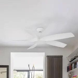 FARO BARCELONA Ventilateur plafond Cocos L à lampe LED, DC, blancVendu parluminaire