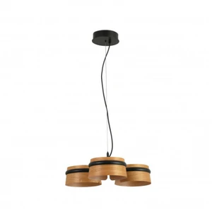 FARO BARCELONA Suspension LED Loop, cerisier/noir, bois, longueur 52 cm
