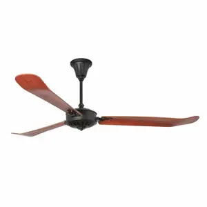 Faro AOBA-Ventilateur de plafond 3 lames Acier/Bois Ø180cm Noir pas cher
