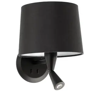Faro Barcelona 64309-03 - CONGA Lampe applique avec lecteur noire/noireVendu parluminaire