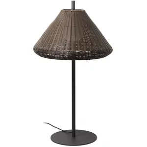 FARO BARCELONA Lampe de terrasse Saigon, abat-jour tressé, brunVendu parluminaire