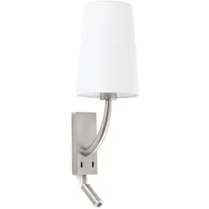 FARO BARCELONA Applique murale Rem avec lampe de lecture LED, blanc/nickel pas cher