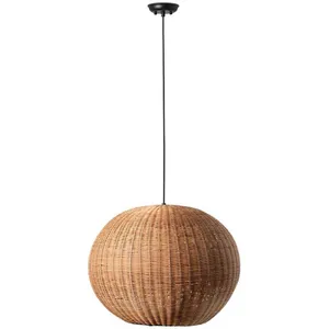 Comparateur de prix : Faro HAKA Suspension globe en rotin noir 53cm 2700K