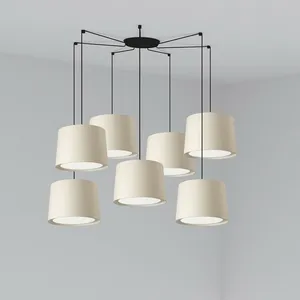 Faro Barcelona - Faro conga - Lampe suspendue à grappe cylindrique triple blanc, E27