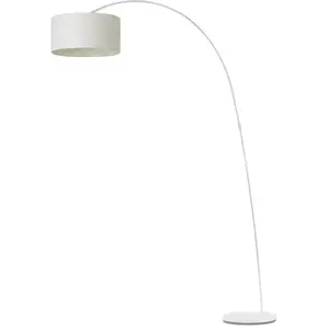 Faro Barcelona - PAPUA Lampadaire blanc en métal et textile pas cher