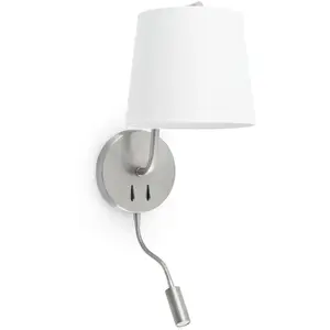 Comparateur de prix : Faro Aplique murale nickel satiné Berni 1 ampoule