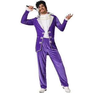 Comparateur de prix : Déguisement Homme Rock Star Prince - ATOSA - Violet - Velours, dentelle et satin broché argent