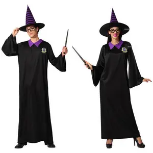 Comparateur de prix : RueDeLaFete Déguisement sorcier AC-DÉCO - Adulte XS/S - Chapeau et robe noire en polyester