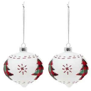 Comparateur de prix : Boules de Noël Christmas Planet 2003 8 cm (2 uds) Verre Blanc