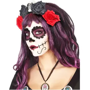 Comparateur de prix : Serre-tête fleurs Halloween ATOSA - Adultes Femmes - Rouge et Noir