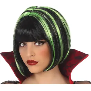 Comparateur de prix : ATOSA Perruque Courte Vampire Noire Et Verte - Adulte