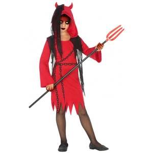 Comparateur de prix : RueDeLaFete Déguisement pour Enfants Diablesse Rouge Noir (4 Pcs) (Taille 5-6 Ans)