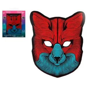 Masque de Loup à Led - ATOSA - Accessoire de Déguisement - Noir - Mixte - Bleu - Rouge