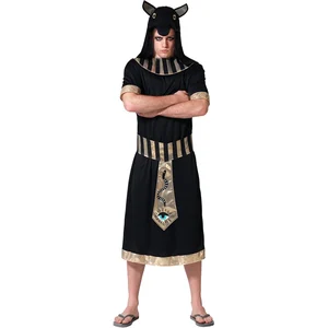 Comparateur de prix : Déguisement Homme Egyptien Anubis - ATOSA - Tunique, col, masque, brassards et poignets - Noir et lamé doré
