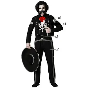 ATOSA déguisement squelette mexicain noir avec veste homme adulte XL pas cher