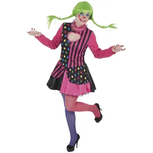 Hello-Kitty Llopis Costume de payasa rayé pour adulte, taille unique pas cher