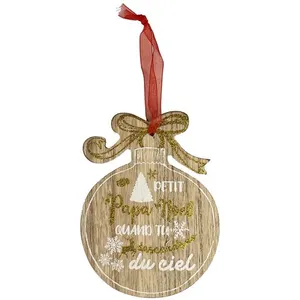 Comparateur de prix : Non communiqué ENESCO Décoration De Sapin à Suspendre boule de Noël en bois - Hauteur 15 cm - Largeur 11 cm - Profondeur 0.5 cm