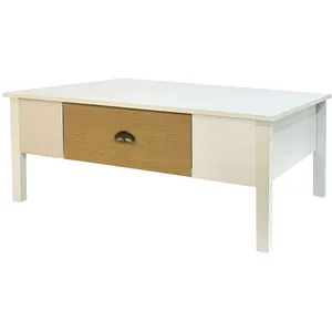 FORNOR 82066 Table À CAFÉ NORWA 100 x 55 x H 40 cm Basse, Blanc, Beige pas cher