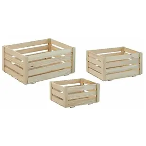 Astigarraga Boîte De Rangement à Lattes En Pin Massif 3 Unités