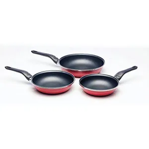 MAGEFESA Praga Lot de 3 poêles plastifiées de 18/20/24cm de diamètre Grenat pas cher