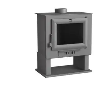Comparateur de prix : FM CALEFACCION CH-0 - Poêle à bois en acier, porte fonte, bûcher inférieur, dble combustion, noir